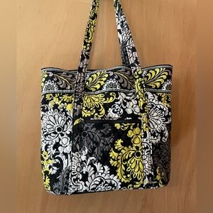 Vera Bradley tote, black and yellow, EUC